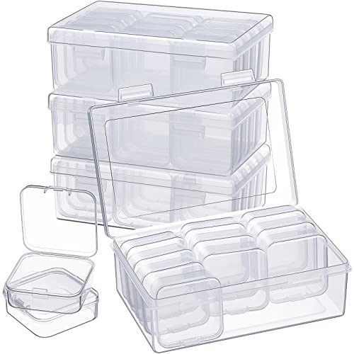 Clear Plastic Storage Cases Small Beads Organizer Container Transparent Boxes with Hinged Lid for Small Items with Hinged Lid and Rectangle Clear Craft Supply Cases (39 Pieces)