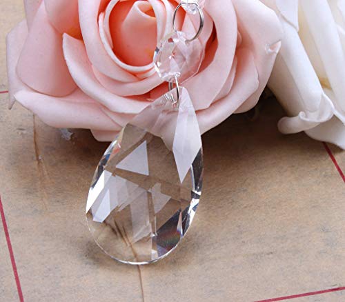 Foraineam Pack of 25 Chandelier Crystals 2 Inch (50mm) Clear Teardrop Chandelier Crystal Pendants Beads