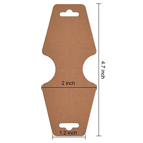 Coopay 200 Pieces Necklace Display Cards Blank Necklace Card Holder Kraft Paper Jewelry Display Hanging Cards for Necklaces, Bracelets, Jewelry Hang Tags, 4.7 x 2 Inches (Brown)