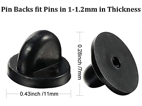 Rubber Pin Backs, 50PCS Lapel Pin Backs, Pin Safety Backs for Brooch Tie Hat Badge Insignia, Black