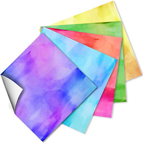 Craftopia Craft Vinyl Squares - 12 x 12-Inch Watercolor Vinyl Adhesive Sheets for Design Transfers DIY Crafts, Scrapbooking - Decorative Supplies for Decals & Signs (Assorted)