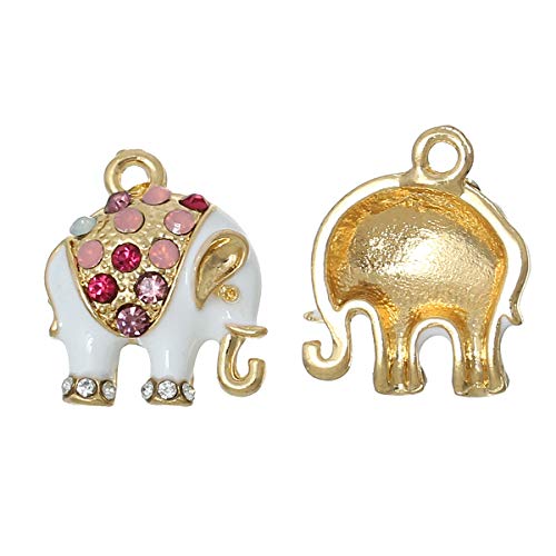 JGFinds Elephant Charm Pendants - 5 Pack with Rhinestones and Enamel, ¾ Inch, DIY Jewelry Making Supplies