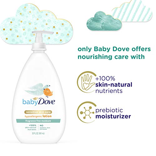 Baby Dove Face and Body Lotion for Sensitive Skin Moisture Fragrance-Free Baby Lotion 20 oz