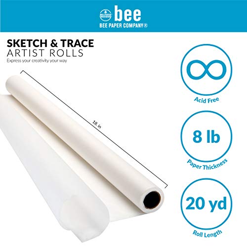 Bee Paper White Sketch and Trace Roll, 18-Inch by 20-Yards
