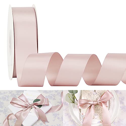 HUIHUANG Dusty Rose Ribbon 1.5 inch Double Face Satin Ribbon Silk Like Ribbon 50 Yards Roll for Gift Wrapping Bows Making Floral Bouquet Wedding Invitations Decor Party Favor Craft Supplies