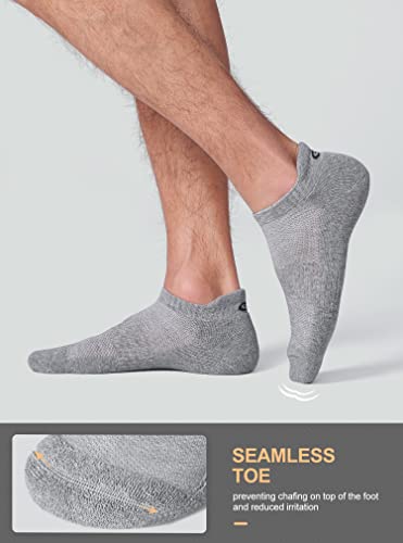 CelerSport Ankle Athletic Running Socks Low Cut Sports Tab Socks for Men and Women (6 Pairs), Medium, Grey