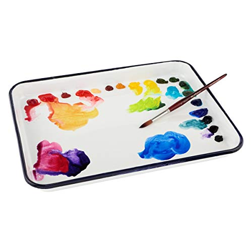Creative Mark Butcher Tray Palette - Triple Coated Enamel Tray Palette for Painting, Color Theory, Mixing, and More! - 7.5" x 11"