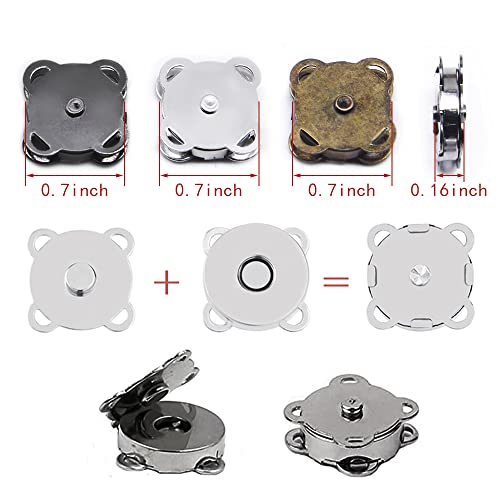 30 Sets Magnetic Snaps Button for Purse Handbag Wallet Overcoat Bag Mixed 3 Colors Fasteners Snap Buttons (A078 18mm)