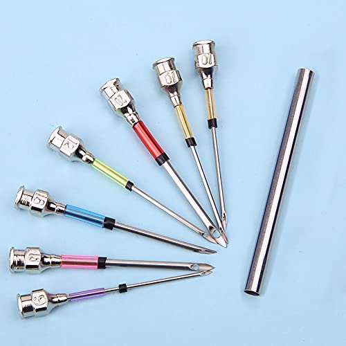 8 Pcs Punch Needles,Embroidery Stitching Punch Needle,Embroidery Poking Cross Stitch Tools Knitting Needle Art Handmaking Sewing Needles with 4 Colors Thread