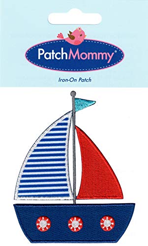 PatchMommy Sailboat Ship Boat Patch, Iron On/Sew On - Appliques for Kids Children