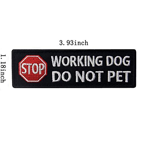 Service Dog Working Do Not Pet Tactical Military Morale Badge Emblem Embroidered Patches Appliques with Fastener Hook and Loop Backing for Vests/Harnesses 3.93 x 1.18 Inch Bubble of 2PCS