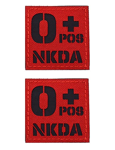 2 PCS AliPlus O+ POS NKDA Patches Blood Type Patches IR Infrared Reflective Patches Tactical Patch Hook and Loop(Red Black2*2in)