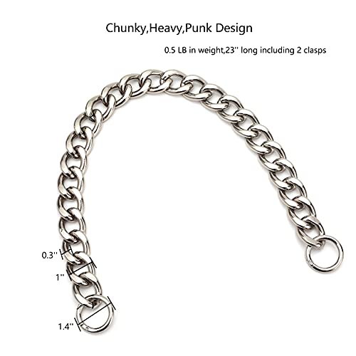 Xiazw DIY Heavy Chunky Aluminum Metal Purse Handle Bag Chain Charms Strap Replacement Handbag Accessories Decoration (Silver)