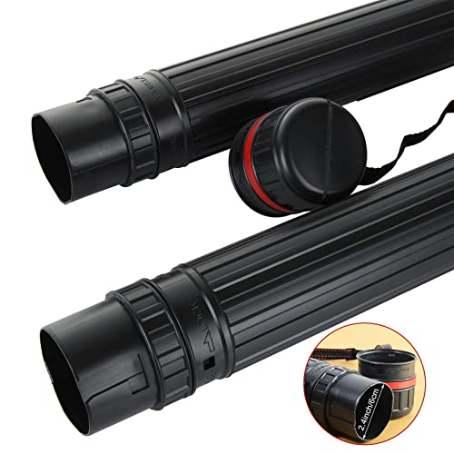 FVIEXE 3PCS Poster Tube for Blueprint Artwork, Art Document Tube Carrying Case Telescoping Storage Tube with Adjustable Carrying Strap for Drawing Drafting Map Scroll Expandable 17.5 to 28 Inch, Black