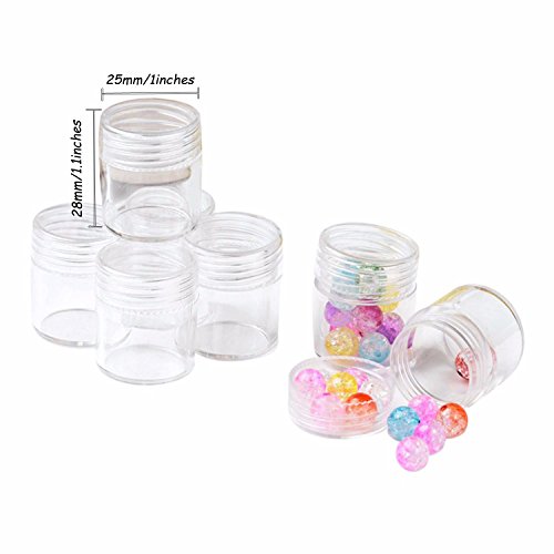 TDOTM Clear Plastic Bead Storage with 30 Pieces Storage Jars Container Bottle with Lid Embroidery Diamond Painting Transparent Accessory Box Organizer for Jewelry DIY Art Craft Nail 1Pack