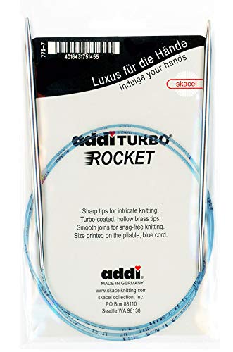 addi Circular Turbo Rocket Lace Skacel Blue Cord 40 inch (100cm) Size US 06 (4.0mm)