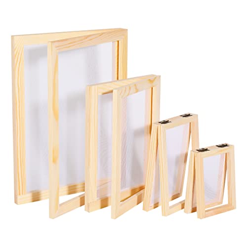 Worown 4 Sizes (A4, A5, A6 & A7) 2 in 1 Wooden Paper Making Screen, Paper Making Mould, Wooden Paper Making Frame for DIY Paper Crafts