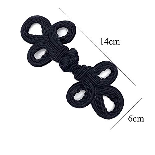 EvaGO 10 Pairs Chinese Knots Frog Buttons Closure Sewing Fasteners for Sweater Cloak Coats Scarf Cardigan and Costumes Outfit Sewing, Black