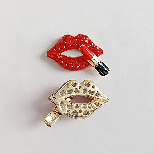 XQingmei 10 Pieces Color Rhinestone Red Lips Flatback Resin Decor Accessories Crystal Mud Stuffing Cute Charm Embellishments DIY Hair Clip Phone Case Ornament Scrapbook Crafts Suit