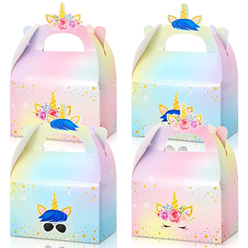 Unicorn Gift Boxes Party Supplies Unicorn Party Favor Boxes Rainbow Unicorn Theme Treat Boxes Candy Goodies Gift Boxes for Girls Boys Kids Birthday Party Decorations Supplies (Unicorn, 24 Pieces)
