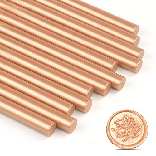 Wax Seal Sticks, Wasole 12 PCS Light Gold Gun Sealing Wax Sticks Beads Rode for Wax Seal Stamp, Great for Wedding Invitations, Cards Envelopes, Gift Wrapping (Light Gold)