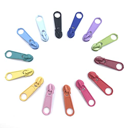 50pcs #3 Zipper Pulls Bulk Mulit Color for Nylon Coil Zippers Repair for Bags Luggages Purses Accessories (#3 Mix Color Zipper Slider - 50pcs)
