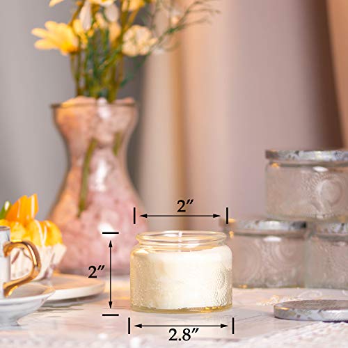 Art Secret Embossed Glass Candle Container with Tin Lid and Labels, 4 oz - Pack of 18