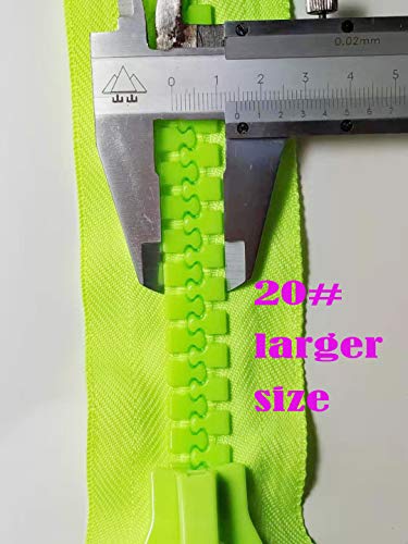 #20 Super Large Separating Plastic Zipper Heavy Duty Zippers 10 inches Long with 1 Sliders for DIY Sewing Tailor Crafts Bags or Adornment (Fluorescnt Green 2 Pcs)