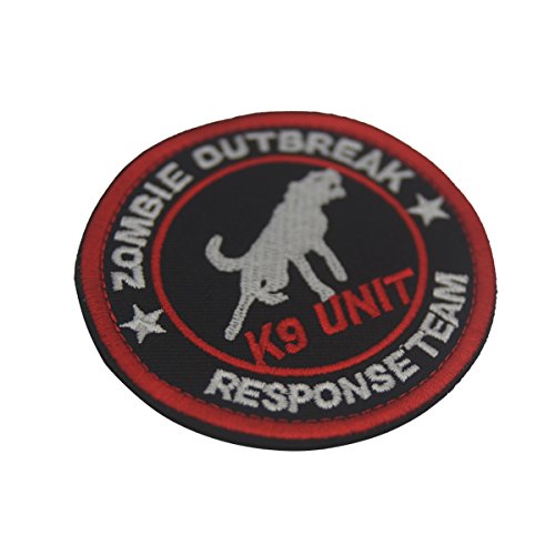 ODSP 3" Round Sized Zombie Outbreak Response Team K9 Unit Embroidered Patch Hook and Loop Backed Badge for Tactical Dog Harness Vest (2PCS)