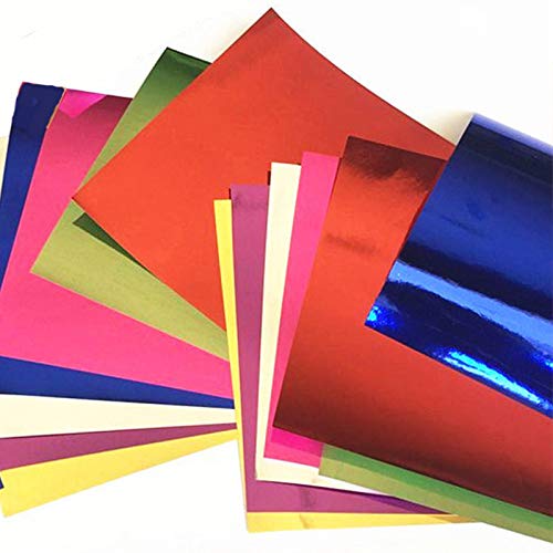 112 Sheets Origami Foil Paper Art Cardstock Paper Metallic Colors Craft Mirror Paper Bright Board Sheets Folding Paper Scrapbook Paper, DIY Card, Arts Crafts Projects, 7 Colors, 6 x 6 Inch
