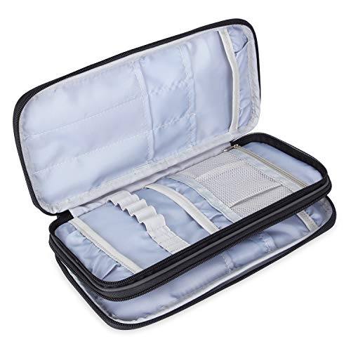 Teamoy Knitting Needles Case(up to 10-Inch), Travel Organizer Storage Bag for Circular and Straight Knitting Needles, Crochet Hooks and Knitting Accessories, Gray-NO Accessories Included