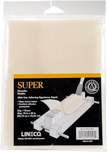 Lineco Bookbinding Super Cloth, Book Making Book Repair Cloth Material for Repairing Old Books, 18x30 Inch. Neutral Color.