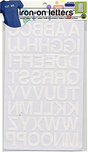 Dritz BL100HWT Iron-on Letters, Soft Flock, Block, 1-Inch, White (1-Sheet)