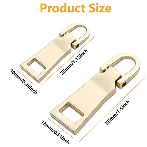 Zipper Pull Replacement,Metal Zipper Handle Mend Fixer Zipper Tab Repair for Luggage Suitcase Bag,Backpack,Jacket Bags,Coat Boots (Gold)