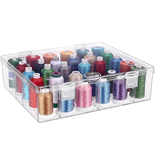 New brothread Tall and Clear Storage Box/Organizer for Holding 30 Spools Home Embroidery & Cotton Thread Spool Compatible with Tall Thread Spool from Isacord/Floriani/Madeira/Glide/RA/ConnectingThread