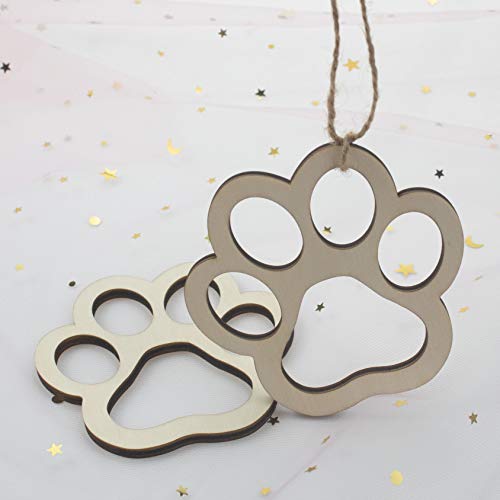 24pcs Paw Shaped Wooden Cutouts Dog Cat Claws Cutouts Unfinished Wood Pet Paw Wood DIY Craft Embellishments Gift Ornaments Decoration, 3.1x3.3 in