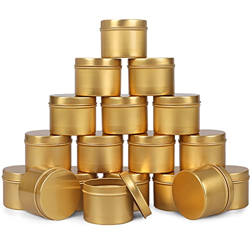 DINGPAI Candle Tin 18 Pcs, 4oz Candle Containers, Candle Jars for DIY Candle Making, Gold Color, Arts & Crafts, Storage and Holiday Gifts