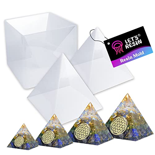 LET'S RESIN Pyramid Molds for Resin,Large Silicone Pyramid Molds,Silicone Resin Molds for DIY Orgonite Orgone Pyramid, Orgonite Jewelry,Great for Paperweight, Home Decoration(Height:15cm/5.9inch)