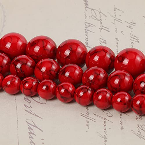 60pcs 6mm Natural Stone Beads Red Turquoise Beads Energy Crystal Healing Power Gemstone for Jewelry Making, DIY Bracelet Necklace