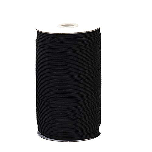 Black Braided Elastic Band for Sewing, 200 Yards 1/8 Inch Elastic Cord/Elastic Rope - Heavy Stretch Knit Braided Elastic Band for Sewing Crafts DIY Jewelry Making Bedspread Cuff