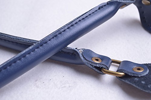 Wento Pair 15 Inches Purses Straps,Cowhide Leather Purse Handles,Genuine Leather Handles,Cowhide Leather Purses Straps,Soft Cow Leather Straps,Purse Making Supplies (Blue) …