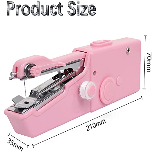 Handheld Sewing Machine, 22 Pcs Mini Portable Cordless Sewing Machine, Household Quick Repairing Tool with Conventional Kit, for Fabric Cloth Handicrafts Home Travel Use (Pink)