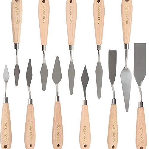 CONDA 11 Piece Stainless Steel Spatula Palette Knife Professional Palette Knife Painting Wood Handle