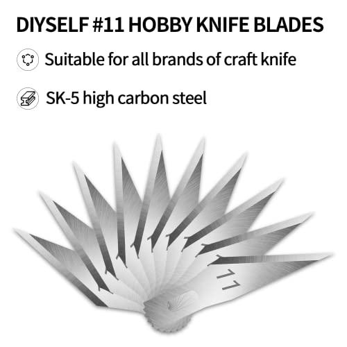 DIYSELF 20PCS Craft Knife Blades, SK5 Carbon Steel #11 Exacto Knife Blades Refill Hobby Art Blades Exacto Blades Cutting Tool with Storage Case for Craft, Hobby, Scrapbooking, Stencil