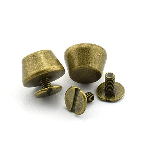 LQ Industrial 25-Pack 1/2" Purse Handbag Feet Nailhead Flat Stud Solid Brass Screw-Back Spike Metal Cone Studs Rivet Leather Craft DIY Bronze