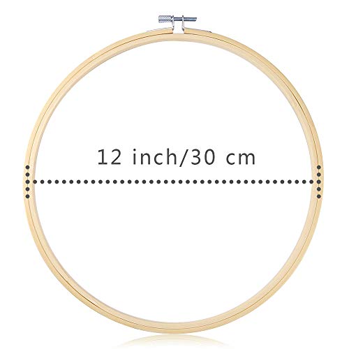 Caydo  3 Pack 12 Inch Wood Embroidery Hoop Circle Cross Stitch Hoop Ring for Art Craft Handy Sewing