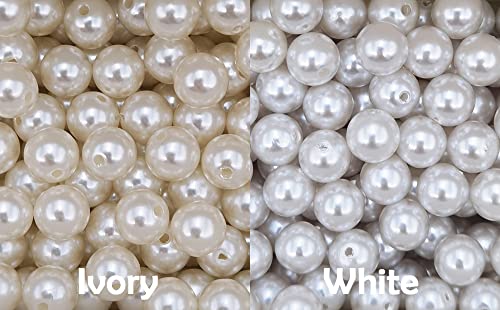 INSPIRELLE 70pcs Big Size 20mm Ivory Art Faux Pearl Beads ABS Round Loose Chunky Beads for DIY Craft Necklaces Bracelets Jewelry Making