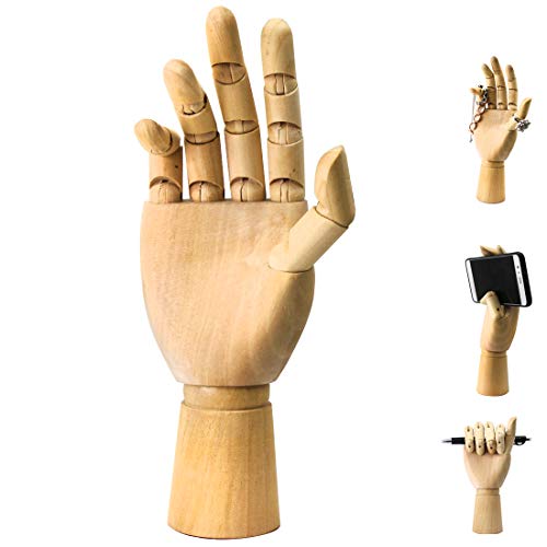 Wood Art Mannequin Hand Model Statue,Sketching,Painting and More Pen Holder/Phone Holder-(Female Hand) 10 inch (Right,10 inch)