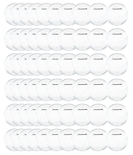 Yesland 60 Packs 2.4 Inch Acrylic Design Button - Clear Badges Kit with Pin Blank Button Pins for Craft Supplies, Activities, DIY Badges, Office, School