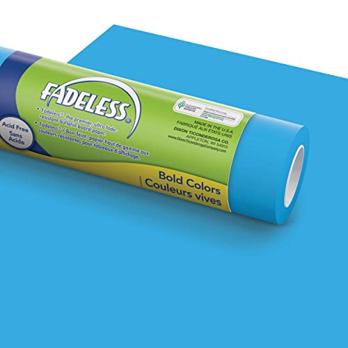 Fadeless Bulletin Board Paper, Fade-Resistant Paper for Classroom Decor, 24” x 60’, Brite Blue, 1 Roll